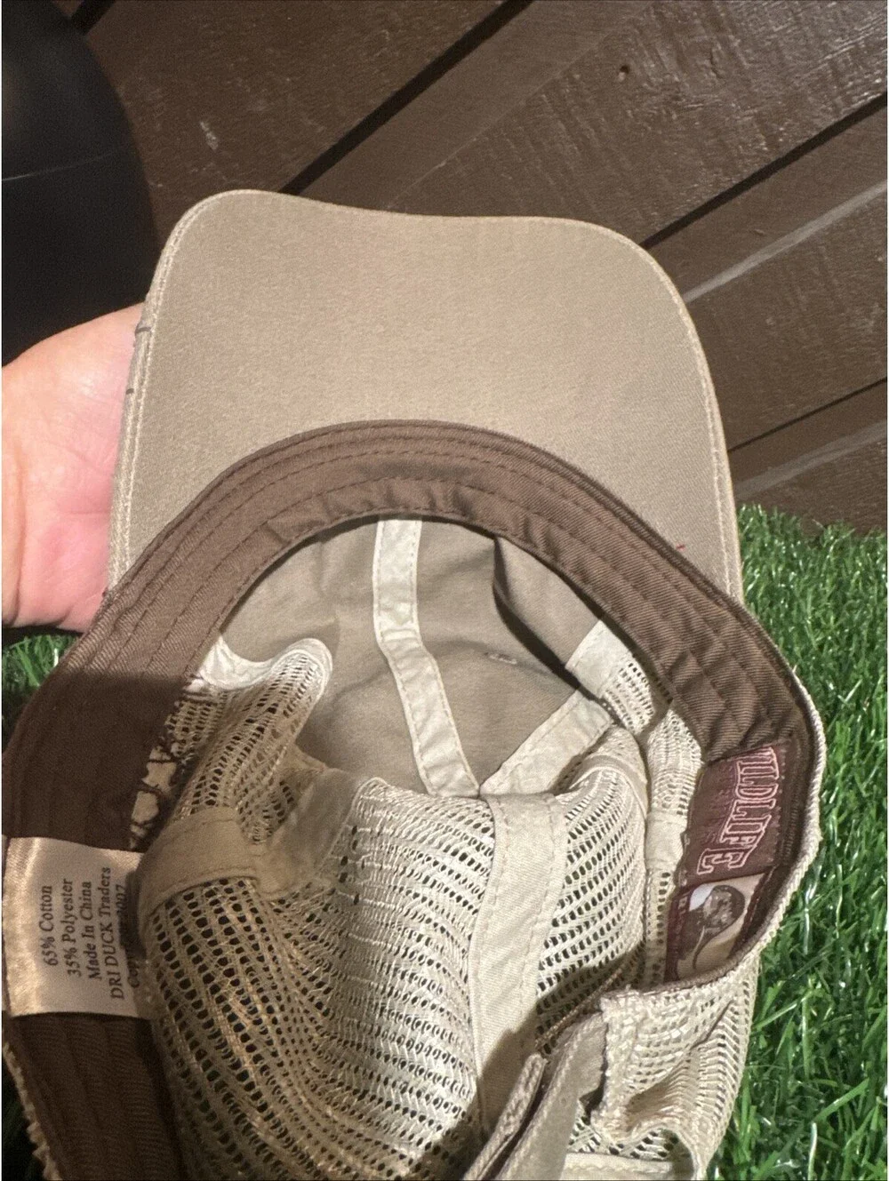 Dri Duck Whitetail Deer Hat Trucker Cap Mesh Back Embroidered Wildlife Khaki